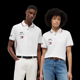 Cadillac Poloshirt F1 Team x Tommy Hilfiger mit Dreifarbigen Zierstreifen 2026 Weiß MN0MN00072YBR - Unisex