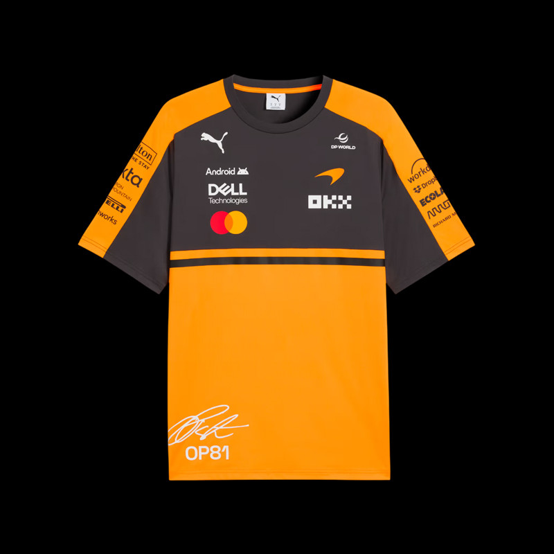 McLaren T-Shirt Formel 1 Team n° 81 Oscar Piastri 2026 Puma Papaya Orange / Phantom 713954-01 - unisex