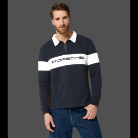 Porsche Polo-Shirt mit langen Ärmeln Marineblau / Weiß WAP813TFWR - unisex