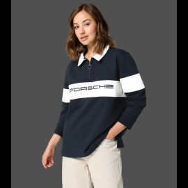 Porsche Polo Shirt long-sleeved Navy Blue / White WAP813TFWR - unisex