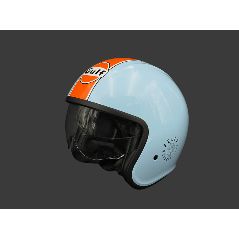 Gulf Helmet with Integrated Visor Light Blue / Orange Felix ST580