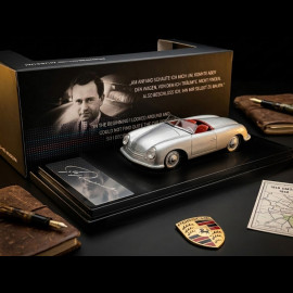 Porsche 356 Nr. 1 Roadster 1948 mit gravierter Unterschrift von Ferry Porsche Silbergrau 1/43 Welly MAP01935625