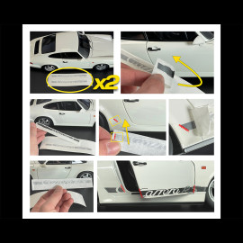 Set of 2 Stickers Porsche Carrera RS Type 964 1992 Black / Silver 1/12 KK Scale