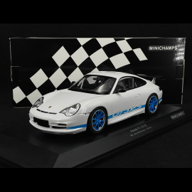 Porsche 911 GT3 RS Type 996 2002 White / Blue Stripes 1/18 Minichamps 155062021