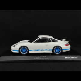 Porsche 911 GT3 RS Type 996 2002 White / Blue Stripes 1/18 Minichamps 155062021