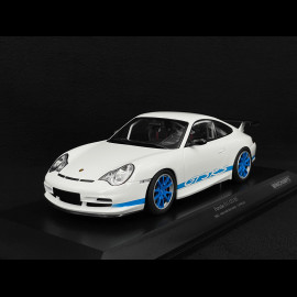 Porsche 911 GT3 RS Typ 996 2002 Weiß / Blaue Streifen 1/18 Minichamps 155062021