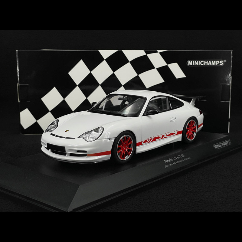 Porsche 911 GT3 RS Type 996 2002 White / Red Stripes 1/18 Minichamps 155062020