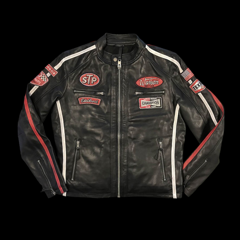 Daytona Lederjacke Schwarz / Rot - Herren