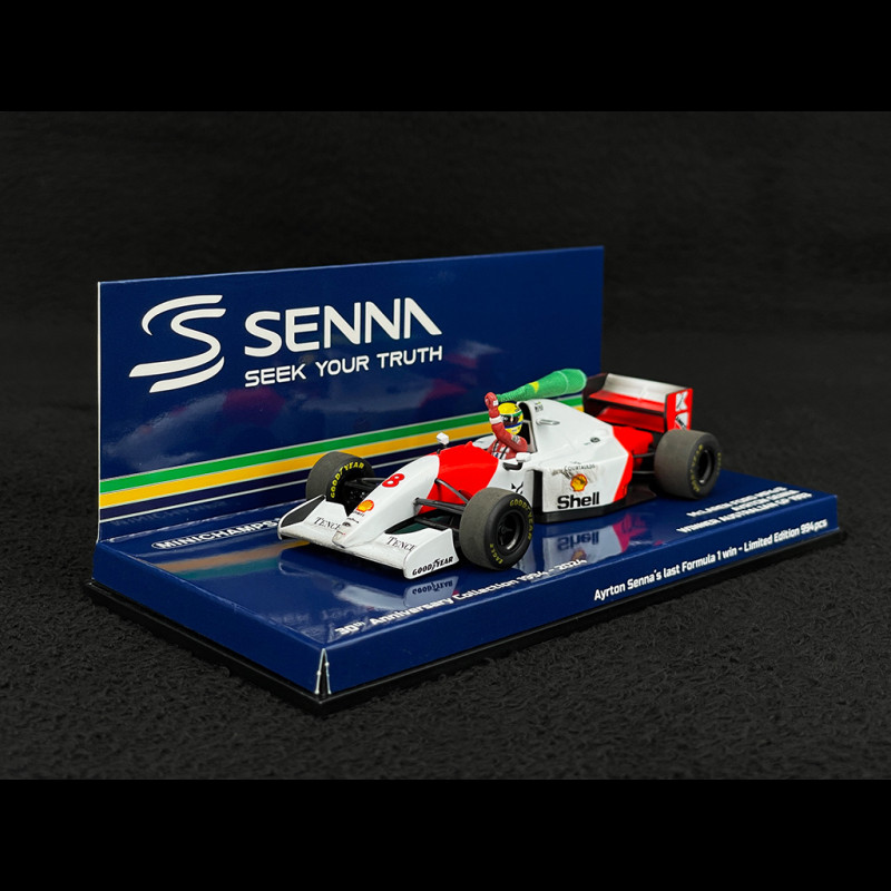 Ayrton Senna McLaren MP4/8 n° 8 Sieger GP Australien 1993 F1 Schmutzige Version mit Flagge 1/43 Minichamps 540933308