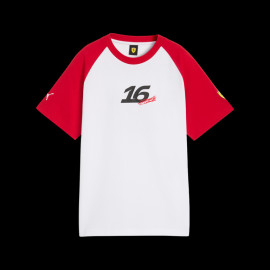 Ferrari T-shirt F1 Team n° 16 Charles Leclerc Puma White / Red 701238487-001 - unisex