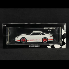 Porsche 911 GT3 RS Typ 996 2002 Weiß / Rote Streifen 1/18 Minichamps 155062020