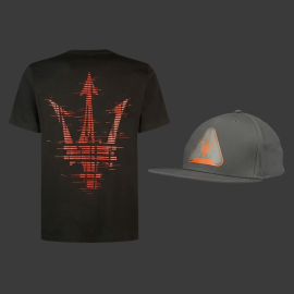 Duo Maserati T-Shirt + Maserati Cap Sport Grau / Schwarz - Unisex