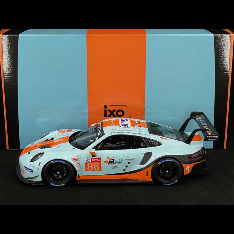 Porsche 911 RSR Typ 991 n° 86 24h Le Mans 2018 Gulf Racing 1/12 Ixo LEGT12008