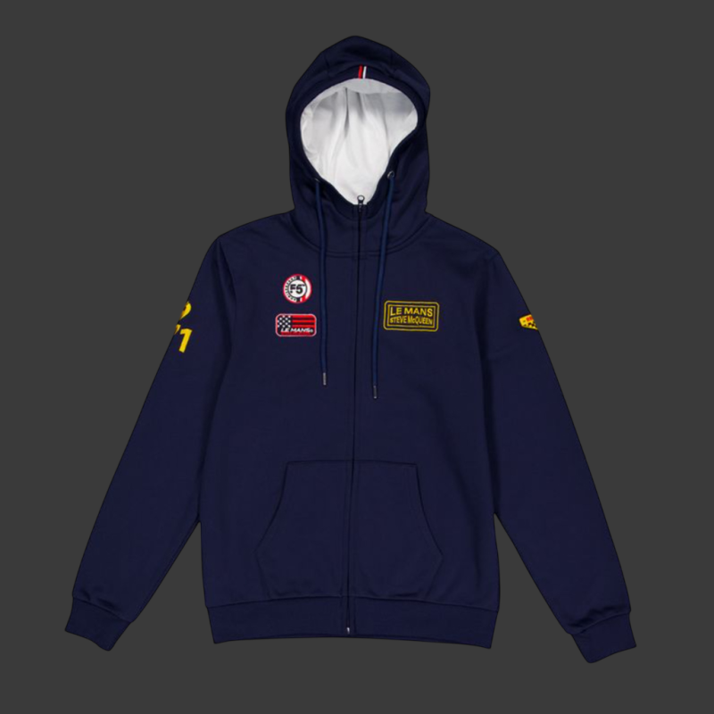Steve McQueen Zip-Up Hoodie Le Mans 1971 Navy Blue SQ261SSM03-100 - Men