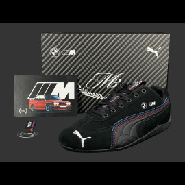 BMW Schuhe M3 Speedcat + Schlüsselanhänger + Sammlerbox Puma Leder / Carbon-Optik Schwarz 309309-01 - unisex