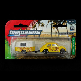 Volkswagen Beetle with Eriba Puck Caravan Yellow / White 1/64 Majorette 8504102000