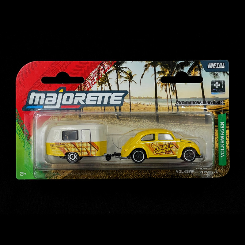 Volkswagen Käfer mit Eriba Puck Wohnwagen Gelb / Weiß 1/64 Majorette 8504102000