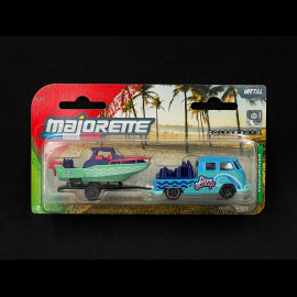 Volkswagen Combi Transporter T1 Bus with Trailer and Boat Blue / Green 1/64 Majorette 8504102000