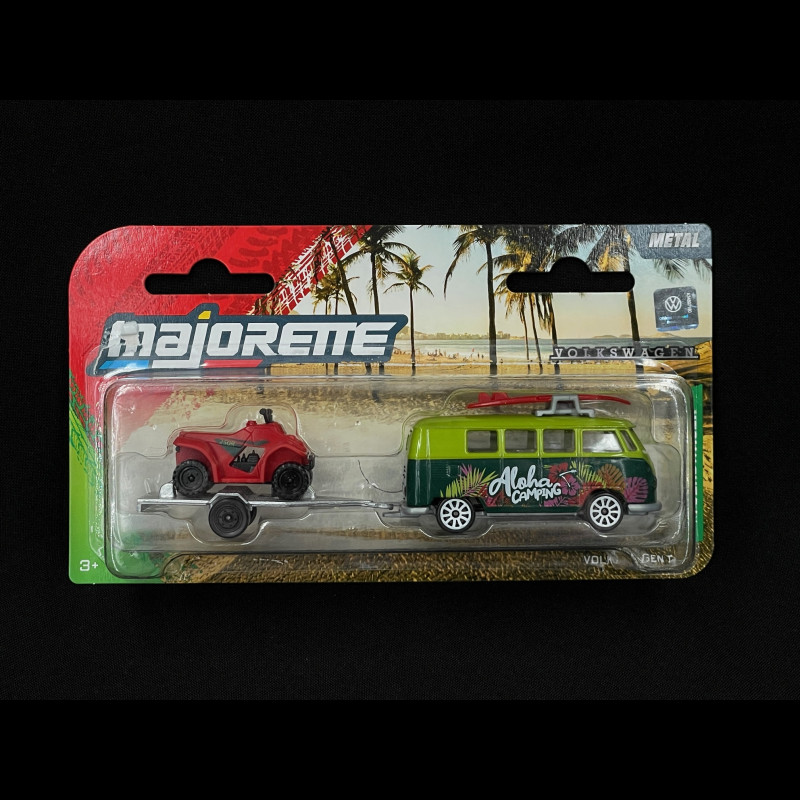Volkswagen Combi Transporter T1 Bus with Trailer and Buggy Green / Red 1/64 Majorette 8504102000