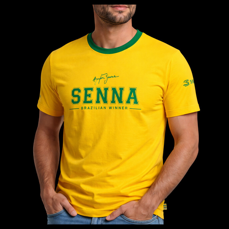 Ayrton Senna T-shirt F1 Brazilian Winner Yellow / Green ASLE01016-YLW - unisex
