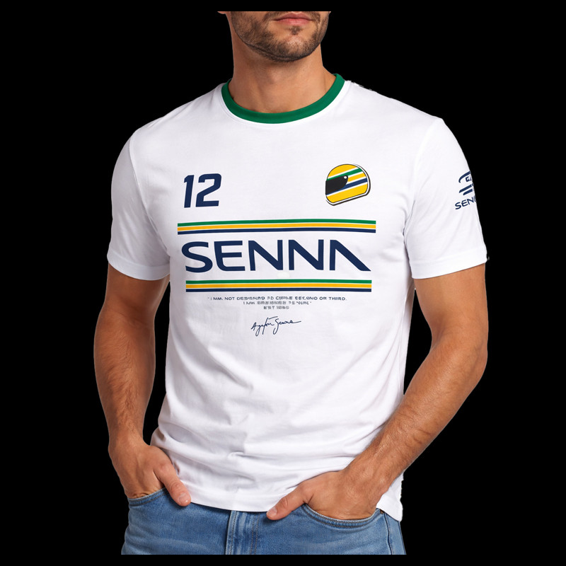 Ayrton Senna T-Shirt F1 n° 12 Weiß ASLE01015-WHT - unisex
