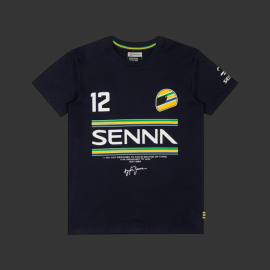 Ayrton Senna T-Shirt F1 n° 12 Marineblau ASLE01015-NVY - unisex