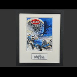 Bugatti Frame T35 1924 - Ettore Bugatti Black Wooden Frame with Sketch 25 x 30 cm - Uli Ehret