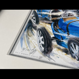 Bugatti Rahmen T35 1924 - Ettore Bugatti Schwarzer Holzrahmen mit Skizze 25 x 30 cm - Uli Ehret