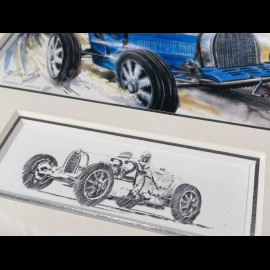 Bugatti Frame T35 1924 - Ettore Bugatti Black Wooden Frame with Sketch 25 x 30 cm - Uli Ehret