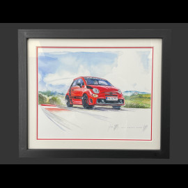Fiat Abarth 595 Frame 2016 Black Wooden Frame 25 x 30 cm - Uli Ehret