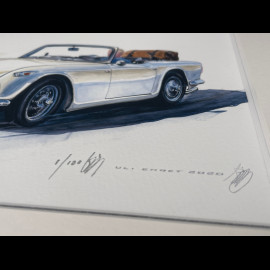 Triumph Frame TR4 1961 Black Wooden Frame with Sketch 25 x 30 cm - Uli Ehret