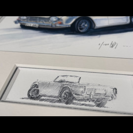 Triumph Frame TR4 1961 Black Wooden Frame with Sketch 25 x 30 cm - Uli Ehret