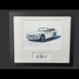 Triumph Frame TR4 1961 Black Wooden Frame with Sketch 25 x 30 cm - Uli Ehret