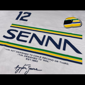 Ayrton Senna T-Shirt F1 n° 12 Weiß ASLE01015-WHT - unisex