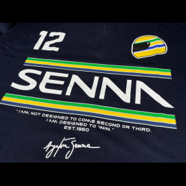 Ayrton Senna T-shirt F1 n° 12 Navy Blue ASLE01015-NVY - unisex