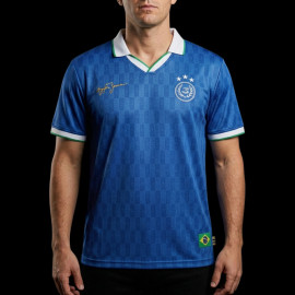 Ayrton Senna T-Shirt F1 Dreifacher Weltmeister Blau ASLE06001-BLU - unisex