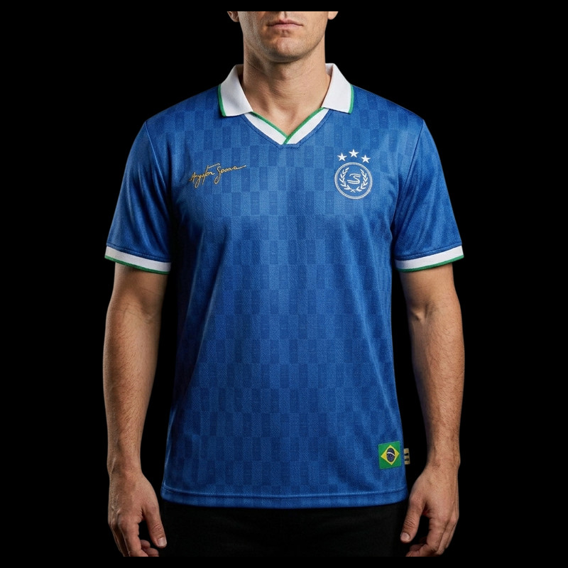 Ayrton Senna T-Shirt F1 Dreifacher Weltmeister Blau ASLE06001-BLU - unisex