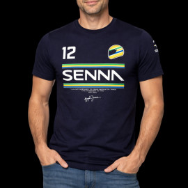 Ayrton Senna T-Shirt F1 n° 12 Marineblau ASLE01015-NVY - unisex
