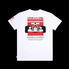 Ayrton Senna T-Shirt F1 Weltmeister Weiß ASRC01004-WHT - unisex