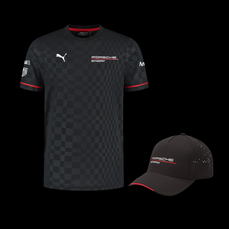 Set Porsche T-shirt + Porsche Hat Motorsport Black