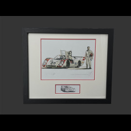 Porsche 911 Frame type 917 LH n°25 1969 Black Wooden Frame with Sketch 25 x 30 cm - Uli Ehret