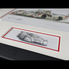 Porsche 911 Frame type 917 LH n°25 1969 Black Wooden Frame with Sketch 25 x 30 cm - Uli Ehret