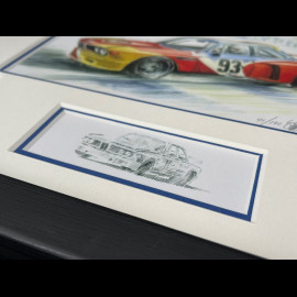 BMW Rahmen 3.0 CSL "Calder" n°93 1975 Schwarzer Holzrahmen mit Skizze 25 x 30 cm - Uli Ehret