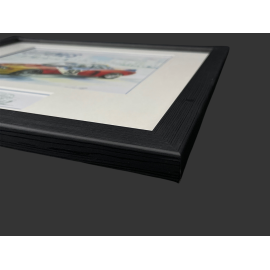 BMW Frame 3.0 CSL "Calder" n°93 1975 Black Wooden Frame with Sketch 25 x 30 cm - Uli Ehret