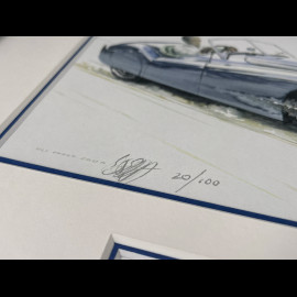 Jaguar Frame XK 120 Roadster 1948 Black Wooden Frame with Sketch 25 x 30 cm - Uli Ehret