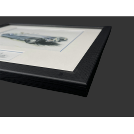 Jaguar Frame XK 120 Roadster 1948 Black Wooden Frame with Sketch 25 x 30 cm - Uli Ehret