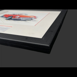 MG-B Frame Convertible 1962 Black Wooden Frame with Sketch 25 x 30 cm - Uli Ehret