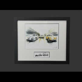 Porsche Frame 356 1955 Black Wooden Frame with Sketch 25 x 30 cm - Uli Ehret