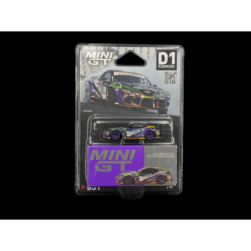 Toyota GR Supra Kuhl D1GP Evangelion Racing 2021 Lila / Grün 1/64 Mini GT MGT00951-BL