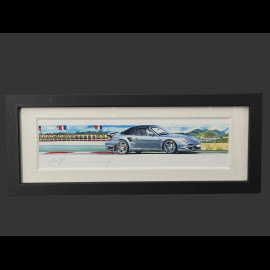 Porsche Rahmen 911 Cabriolet Typ 991.2 2015 Schwarzer Holzrahmen 38 x 15 cm - Uli Ehret